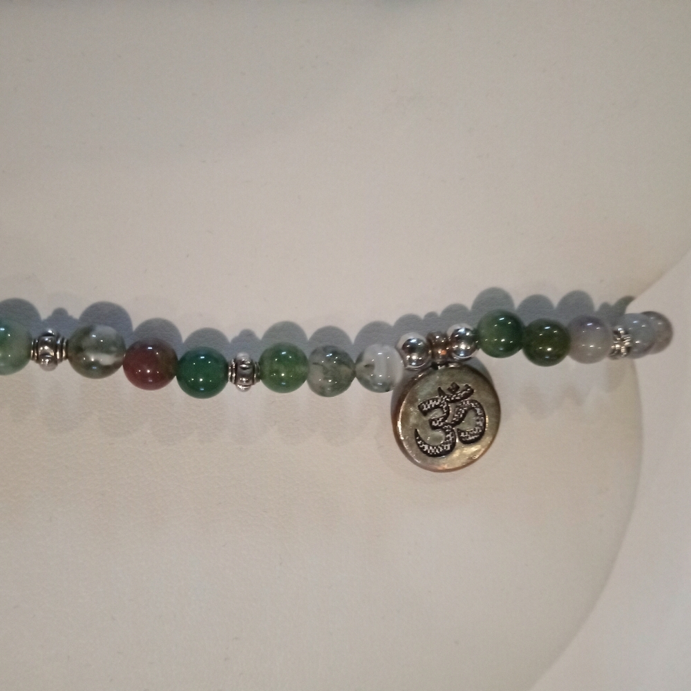 VTG Natural Stone Indian Agate Mala Necklace Properties CleansingStrength Energy - Picture 6 of 7